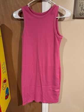 a new day Pink Ribbed Tank Midi Dress